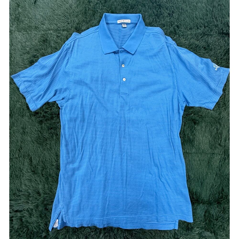 Peter Millar Blue Striped Golf Polo Shirt Size XL